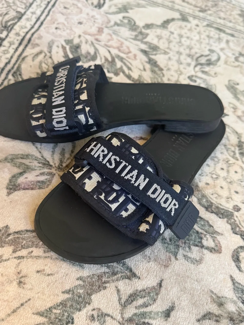 Dior Navy and Black Christian Dior Men’s Slide Sandals